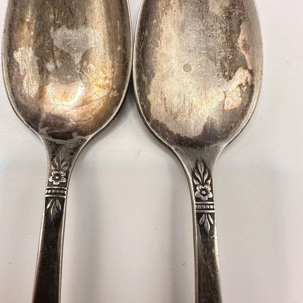 Vintage Vernon Silver Plate Spoons Set‎ of 2 Romford Art Deco Flatware demitasse